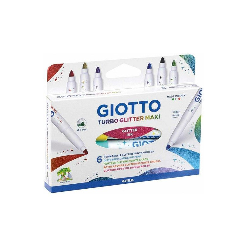 (F426600) GIOTTO ROTULADORES TURBO GLITTER MAXI COLORES SURTIDOS ESTUCHE 6 UD