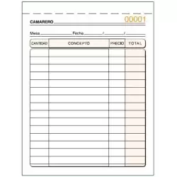 (T-58) TALONARIO CAMAREROS OCTAVO NATURAL SIN COPIA