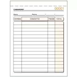 (T-89) TALONARIO CAMAREROS OCTAVO NATURAL TRIPLICADO AUTOCOPIA