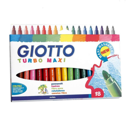(F076300) GIOTTO ROTULADORES TURBO MAXI COLORES SURTIDOS ESTUCHE 18 UD