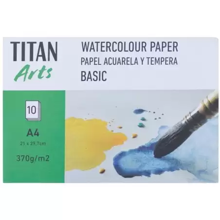 (122012129) TITAN ARTS PAPEL ACUARELA Y TÉMPERA BASIC A4 10H 370GR