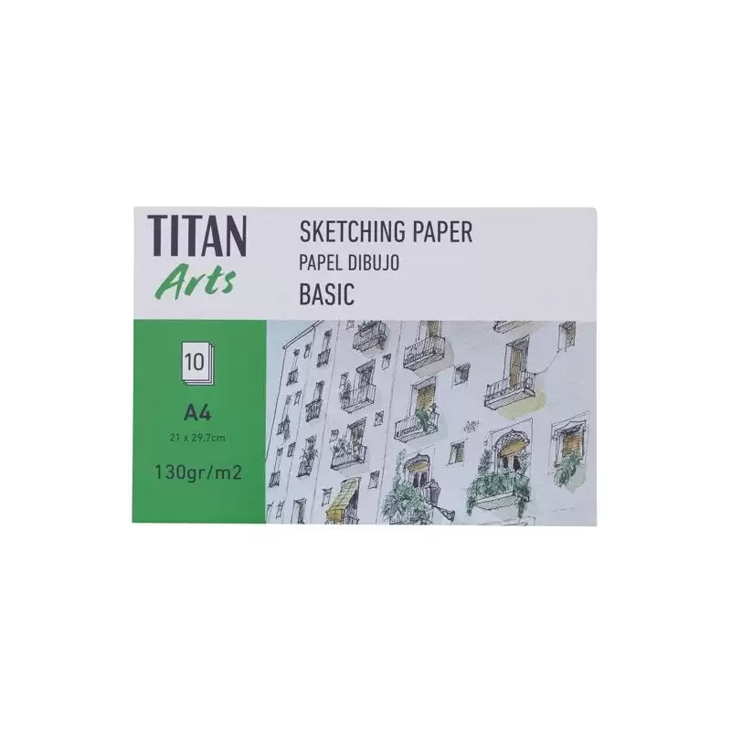 (122022129) TITAN ARTS PAPEL DE DIBUJO PARA BOCETOS BASIC A4 10H 130GR