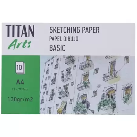 (122022129) TITAN ARTS PAPEL DE DIBUJO PARA BOCETOS BASIC A4 10H 130GR