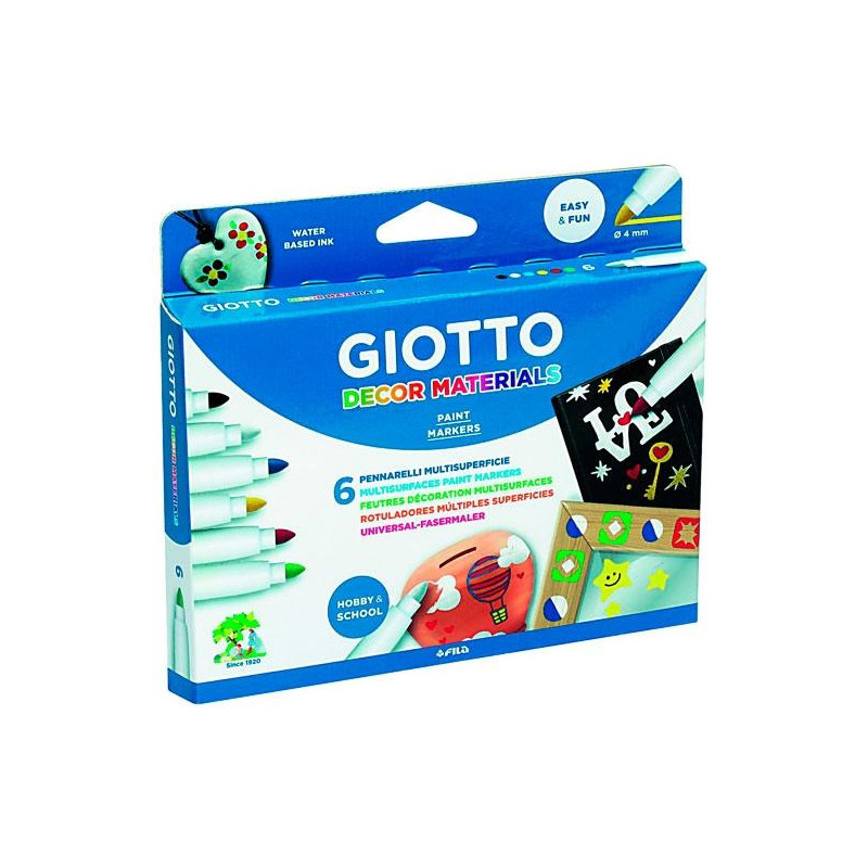 (F453300) GIOTTO ROTULADORES DECOR MATERIALES CUALQUIER SUPERFICIE C/SURTIDOS ESTUCHE 6 UD