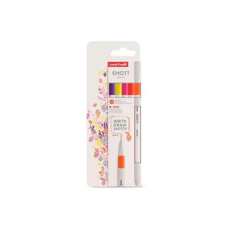 (302422264) UNIBALL EMOTT ROTULADORES DE ESCRITURA Y DIBUJO COLORES PASIÓN ESTUCHE 5 UD