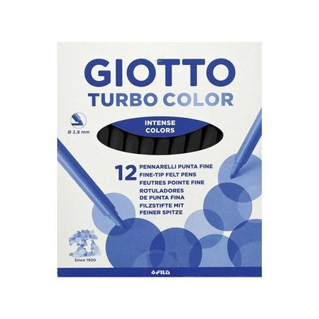(F485036) GIOTTO ROTULADORES TURBO COLOR NEGRO ESTUCHE 12 UD