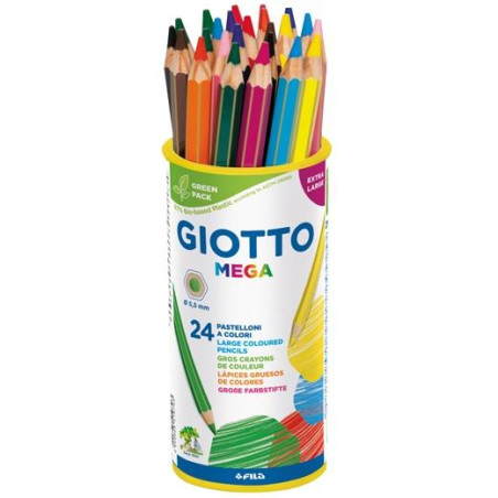 (F519700) GIOTTO LÁPICES DE COLORES MEGA C/SURTIDOS BOTE 24 UD