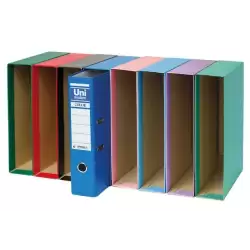 (92074) UNISYSTEM CAJETÍN PARA ARCHIVADOR PALANCA COLOR 65MM FOLIO AZUL