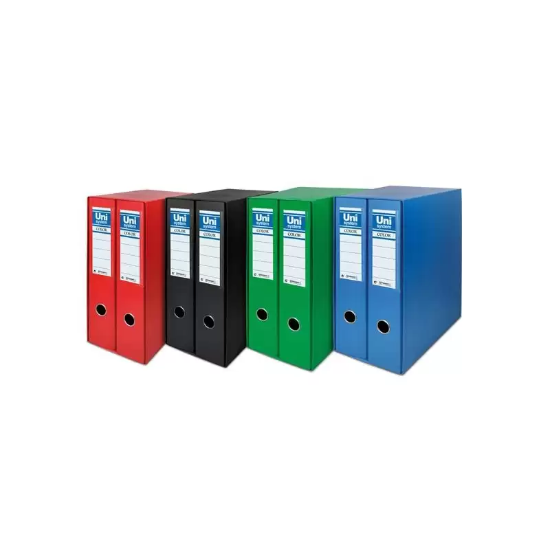 (92324) UNISYSTEM BOX COLOR MÓDULO 2 ARCHIVADORES PALANCA 65MM A4 FORRADOS PP AZUL