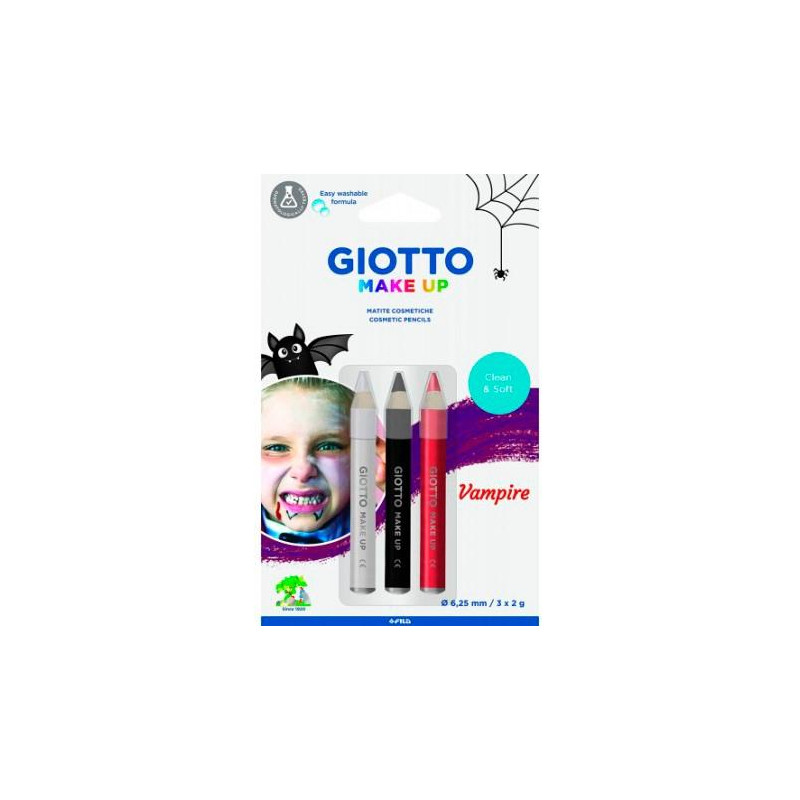 (F473900) GIOTTO SET LÁPICES COSMÉTICOS VAMPIRO UNISEX PARA NIÑOS COLORES SURTIDOS -BLISTER DE 3U-