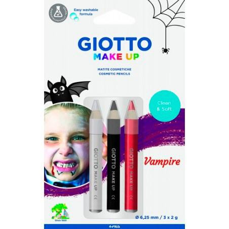(F473900) GIOTTO SET LÁPICES COSMÉTICOS VAMPIRO UNISEX PARA NIÑOS COLORES SURTIDOS -BLISTER DE 3U-