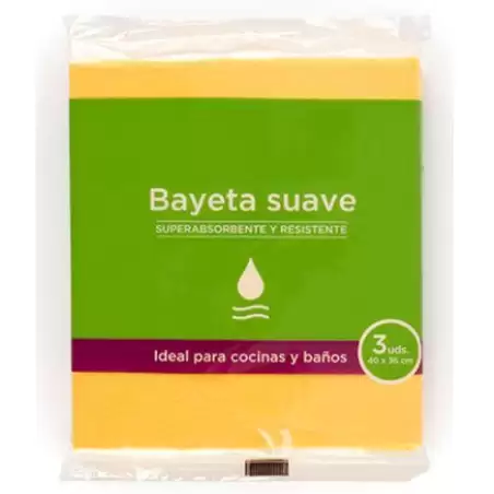 (30905) BAYETAS AMARILLA SUAVE 40X36 SUAVE AMARILLO -PACK 3U-