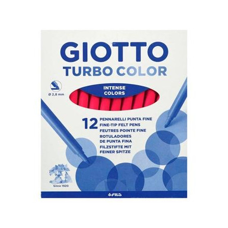 (F485011) GIOTTO ROTULADORES TURBO COLOR ROJO ESTUCHE 12 UD