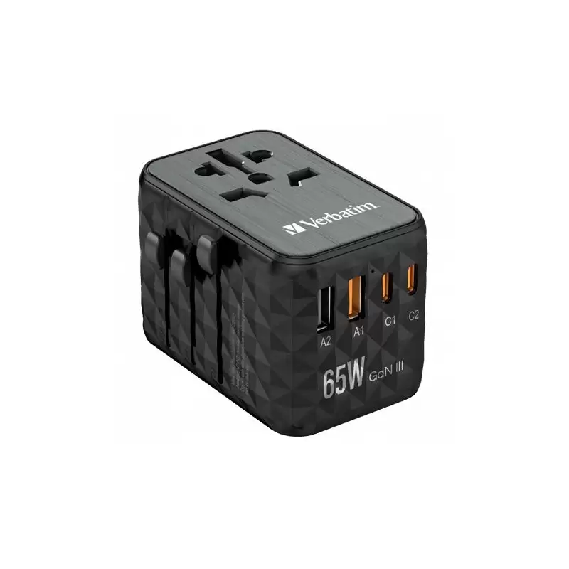 (32120) VERBATIM UTA-05 ADAPTADOR  UNIVERSAL DE VIAJE CON 2 PUERTO USB-C - 2 PUERTO USB-A