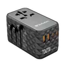 (32121) VERBATIM UTA-06 ADAPTADOR  UNIVERSAL DE VIAJE CON 2 PUERTO USB-C - 2 PUERTO USB-A