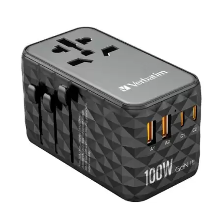 (32121) VERBATIM UTA-06 ADAPTADOR  UNIVERSAL DE VIAJE CON 2 PUERTO USB-C - 2 PUERTO USB-A