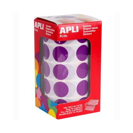 (11490) APLI GOMETS REDONDOS 20MM ROLLO LILA