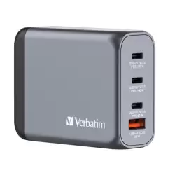 (32202) VERBATIM GNC-100 CARGADOR PARED GAN 100W USB-A 3.0 Y 3XUSB-C 3.0
