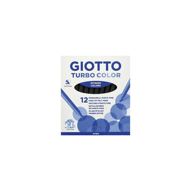 (F485036) GIOTTO ROTULADORES TURBO COLOR NEGRO ESTUCHE 12 UD