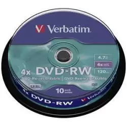 (43552) VERBATIM DVD-RW 4.7GB 4X (TARRINA 10 UNIDADES)