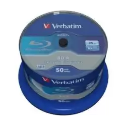 (43838) VERBATIM BD-R BLU-RAY 25GB 6X SPEED DATALIFE WHITE BLUE SURFACE- 50 PACK