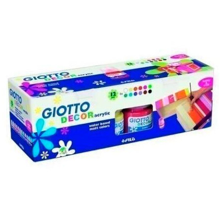 (F530600) GIOTTO TÉMPERA ACRÍLICA DECOR COLORES SURTIDOS 12 BOTES 25ML