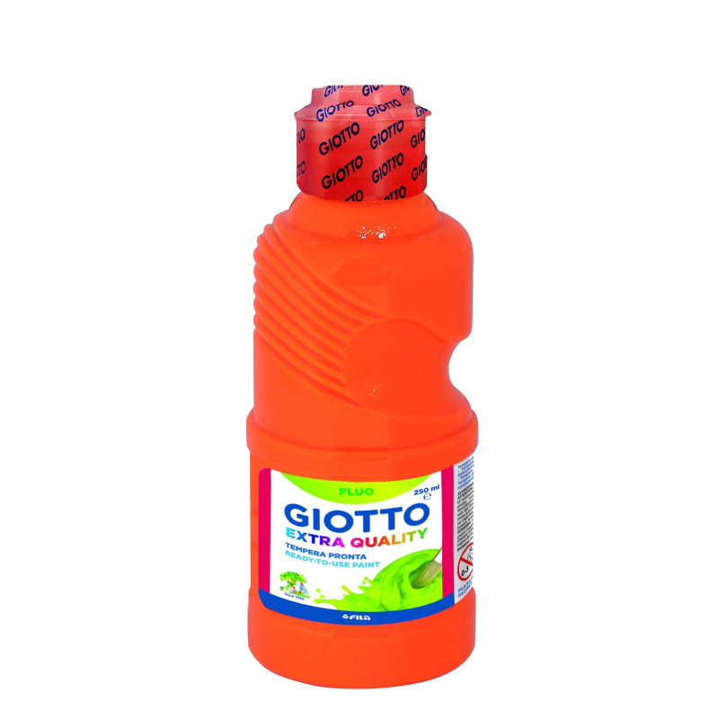 (F53110300) GIOTTO TÉMPERA FLUO NARANJA BOTELLA 250 ML