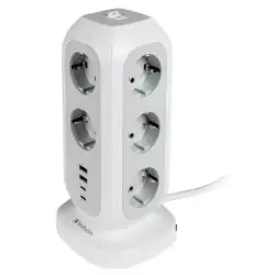 (49547) VERBATIM REGLETA DE ENCHUFES CON 11 TOMAS CON INTERRUPTOR CABLE 2 M + 2 UBS-C Y 2 USB-A BLANCO