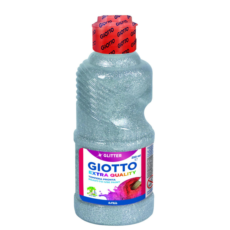 (F53120200) GIOTTO TÉMPERA GLITTER PLATA BOTELLA 250 ML