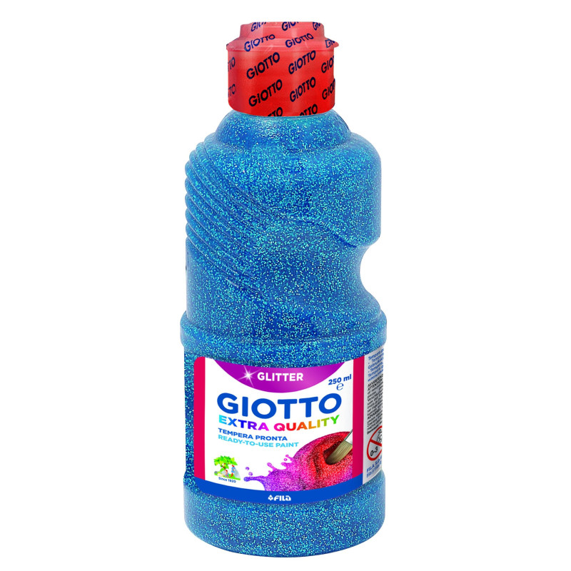 (F53120400) GIOTTO TÉMPERA GLITTER AZUL BOTELLA 250 ML