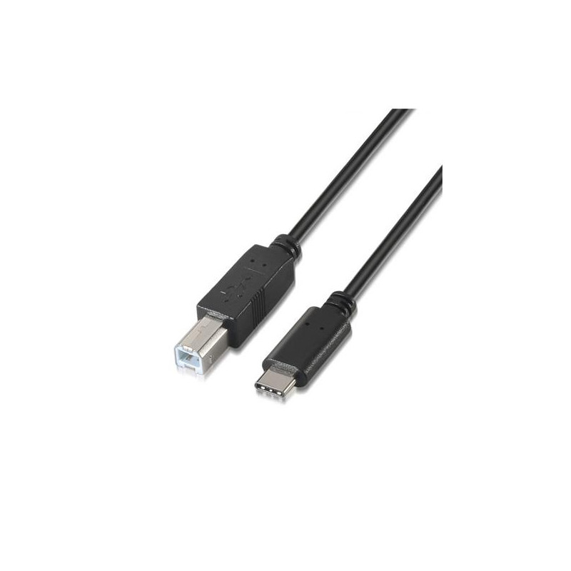 (A107-0053) AISENS CABLE USB 2.0 IMPRESORA 3A TIPO USB-C/M - B/M NEGRO 1