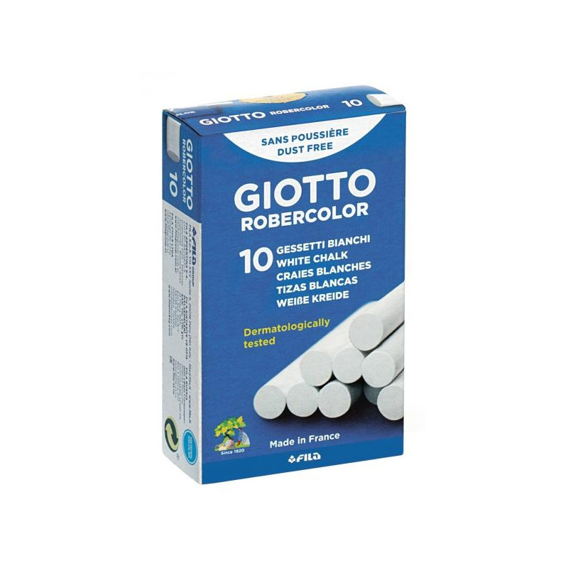(F538700) GIOTTO TIZAS ROBERCOLOR ANTIPOLVO BLANCO CAJA 10 UD