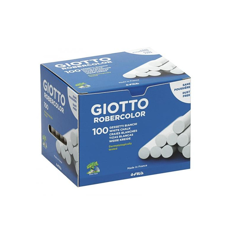 (F538800) GIOTTO TIZAS ROBERCOLOR ANTIPOLVO BLANCO CAJA 100 UD