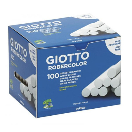 (F538800) GIOTTO TIZAS ROBERCOLOR ANTIPOLVO BLANCO CAJA 100 UD