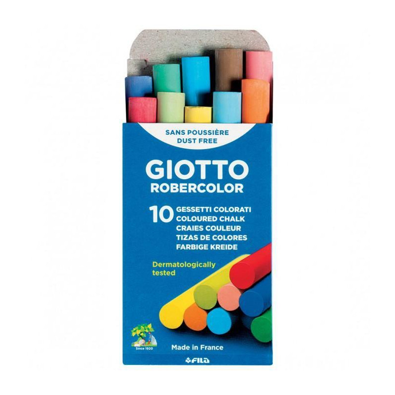 (F538900) GIOTTO TIZAS ROBERCOLOR ANTIPOLVO COLORES SURTIDOS CAJA 10 UD