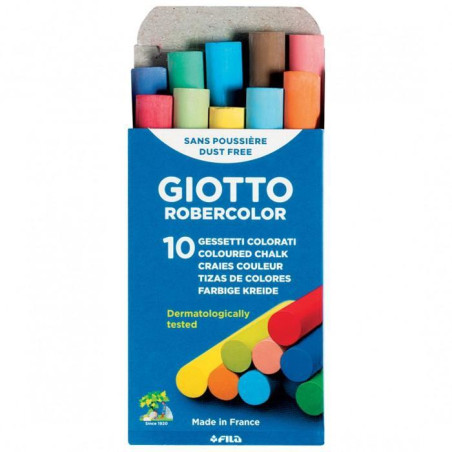(F538900) GIOTTO TIZAS ROBERCOLOR ANTIPOLVO COLORES SURTIDOS CAJA 10 UD