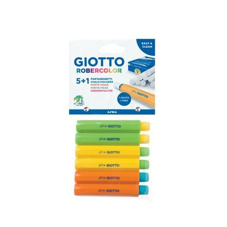 (F692300) GIOTTO PORTATIZAS DE PLÁSTICO COLORES SURTIDOS BLÍSTER 5+1 UD