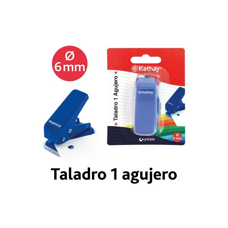 (86001030) GRAFOPLÁS TALADRO KATHAY 1 AGUJERO Ø6MM 10 HOJAS AZUL BLÍSTER
