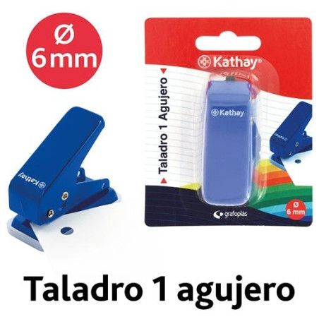 (86001030) GRAFOPLÁS TALADRO KATHAY 1 AGUJERO Ø6MM 10 HOJAS AZUL BLÍSTER
