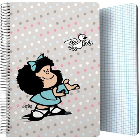 (16502226) GRAFOPLÁS CUADERNO ESPIRAL FOLIO 80H 4X4MM 90GR TAPA PP MAFALDA BIRD