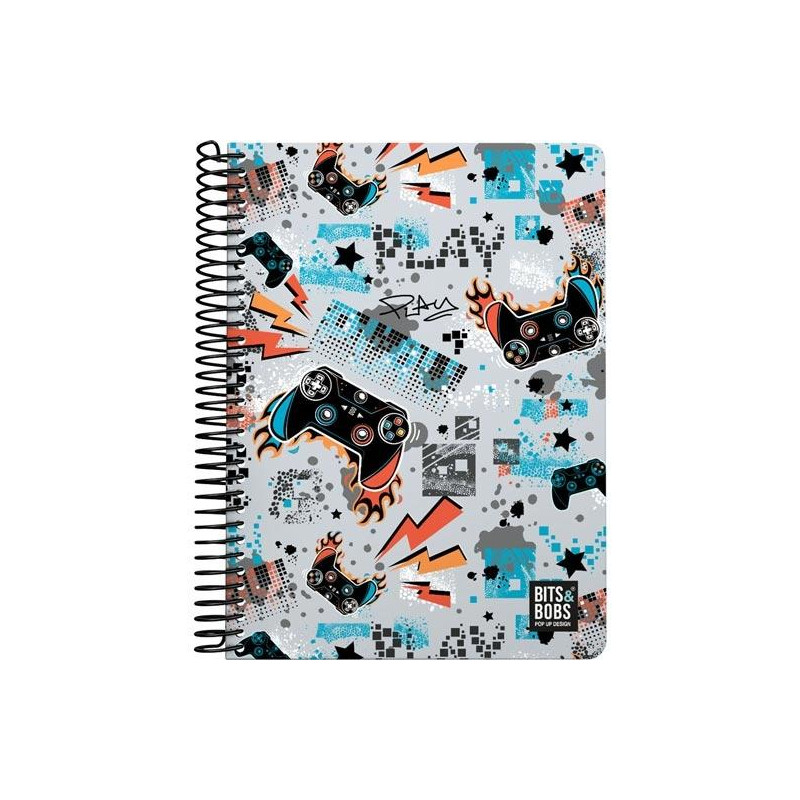 (16512476) GRAFOPLÁS CUADERNO PL3 80H CUARTO 90GR 4X4MM 5 BANDAS COLOR TAPA PP BITS&BOBS 23 PLAY