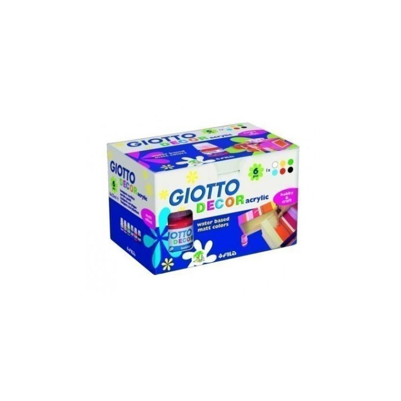(F538200) GIOTTO TÉMPERA ACRÍLICA DECOR 25ML COLORES SURTIDOS 6 BOTES