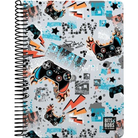 (16512476) GRAFOPLÁS CUADERNO PL3 80H CUARTO 90GR 4X4MM 5 BANDAS COLOR TAPA PP BITS&BOBS 23 PLAY