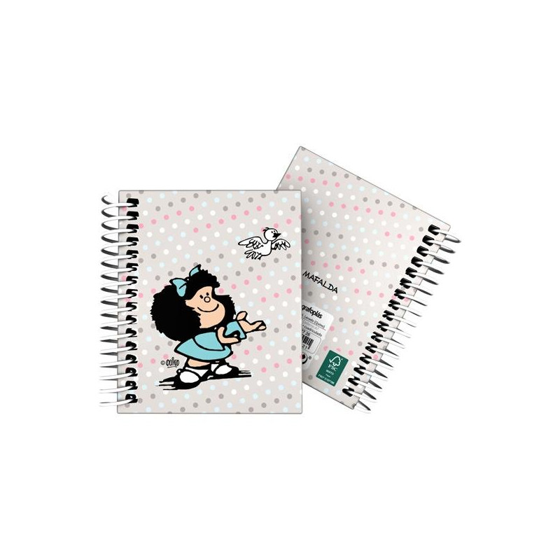(16532726) GRAFOPLÁS CUADERNO ESPIRAL A7 100H 5X5MM 70GR 4 BANDAS COLOR TAPA DURA MAFALDA BIRD