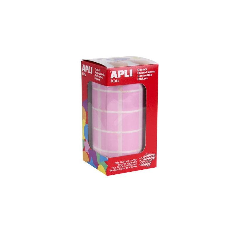 (11499) APLI GOMETS CUADRADOS 20MM ROLLO ROSA -ROLLO 1770 UNIDADES-