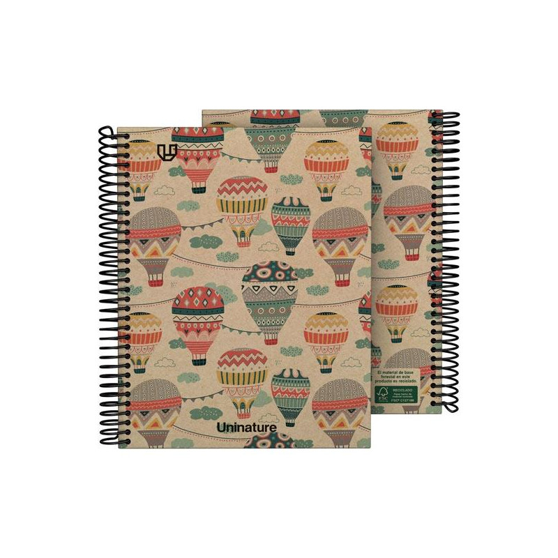 (88510002) GRAFOPLÁS CUADERNO ESPIRAL A5 80H 4X4 90GR KRAFT Y CARTÓN RECICLADO UNINATURE CAPADOCIA