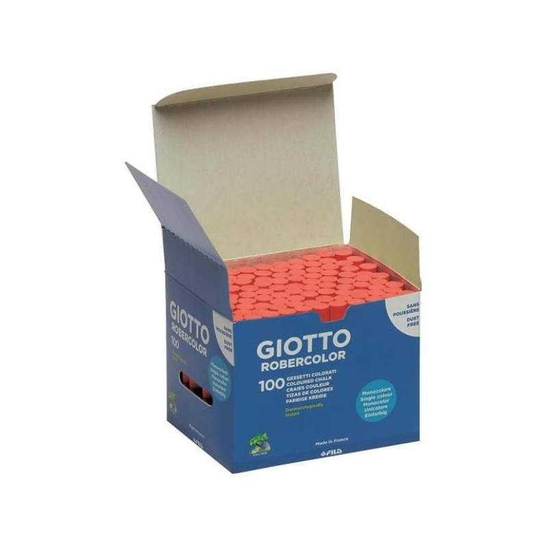 (F539603) GIOTTO TIZA ROBERCOLOR ROJO ANTIPOLVO CAJA DE 100
