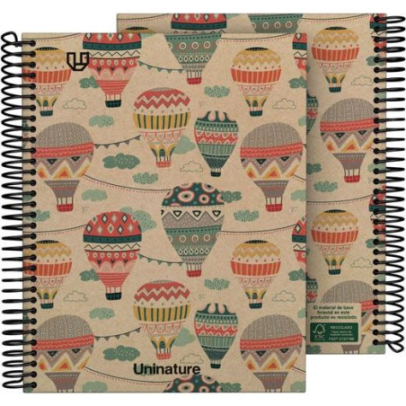 (88510002) GRAFOPLÁS CUADERNO ESPIRAL A5 80H 4X4 90GR KRAFT Y CARTÓN RECICLADO UNINATURE CAPADOCIA
