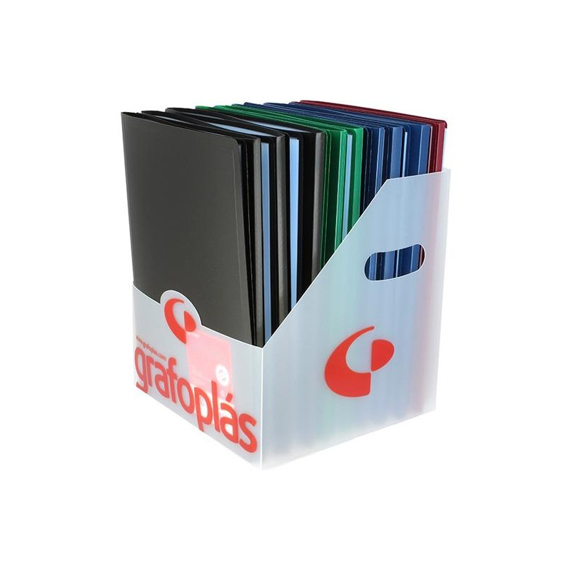 (00012000) GRAFOPLÁS CARPETA CON FUNDAS POLIPLÁS SOLDADAS FOLIO PP SEMIRÍGIDO OPACO C/SURTIDOS EXPOSITOR 20 UD