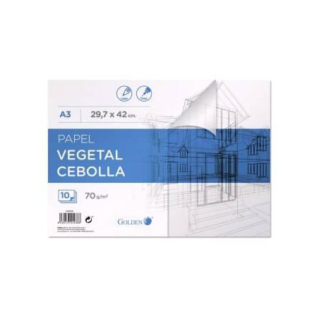 (324938) GOLDEN BLOC PAPEL VEGETAL ENCOLADO 10 HOJAS 70 GR. 29